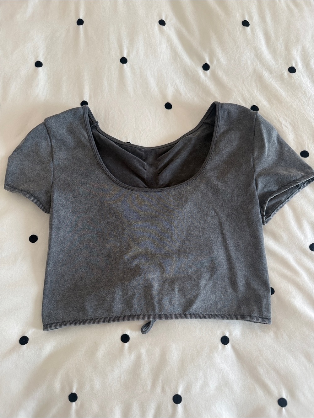 Women's Scoop Neck Cropped Top - Charcoal Gray